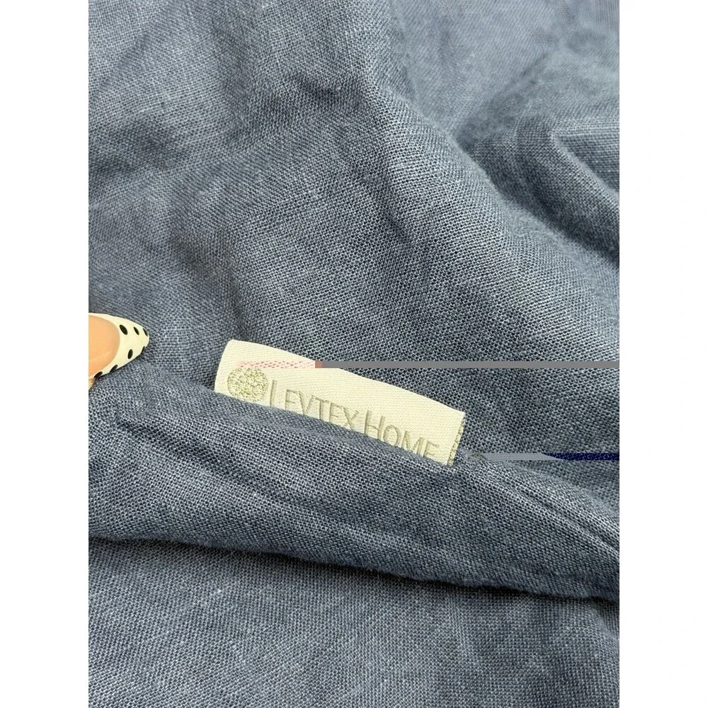 Levtex Home 100% Washed Linen KING Duvet Cover Navy Blue